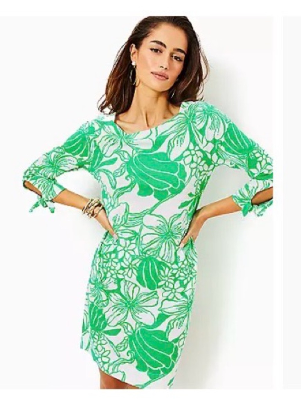 Lilly Pulitzer Green and White Floral Shift Dress